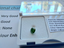 Load image into Gallery viewer, 0.44ct FANCY VIVID GREEN DIAMOND
