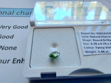 Load image into Gallery viewer, 0.44ct FANCY VIVID GREEN DIAMOND