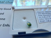 Load image into Gallery viewer, 0.44ct FANCY VIVID GREEN DIAMOND