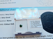 Load image into Gallery viewer, 0.44ct FANCY VIVID GREEN DIAMOND