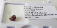Load image into Gallery viewer, 1.16ct Fancy Dark Reddish Orangy Pink diamond Heart shape