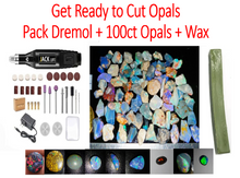 Load image into Gallery viewer, Pack 100ct Rough Opal Parcel + Dremol Tool Set + Wax Natural Start Cutting Opals Today! - Limanty