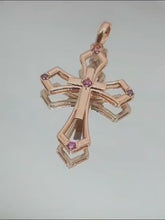 Load and play video in Gallery viewer, 0.2ct Natural Pink Diamond 2.542g, 14K Rose Gold Pendant Necklace Cross Jesus Christ