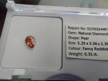 Load image into Gallery viewer, 0.31 Fancy Reddish Orange Diamond