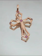 Load image into Gallery viewer, 0.2ct Natural Pink Diamond 2.542g, 14K Rose Gold Pendant Necklace Cross Jesus Christ
