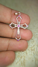 Load image into Gallery viewer, 0.2ct Natural Pink Diamond 2.542g, 14K Rose Gold Pendant Necklace Cross Jesus Christ