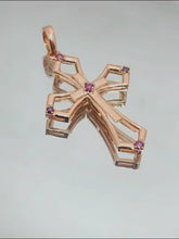 Load image into Gallery viewer, 0.2ct Natural Pink Diamond 2.542g, 14K Rose Gold Pendant Necklace Cross Jesus Christ