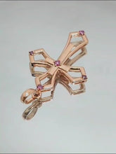 Load image into Gallery viewer, 0.2ct Natural Pink Diamond 2.542g, 14K Rose Gold Pendant Necklace Cross Jesus Christ