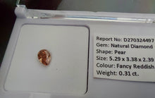Load image into Gallery viewer, 0.31 Fancy Reddish Orange Diamond