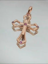 Load image into Gallery viewer, 0.2ct Natural Pink Diamond 2.542g, 14K Rose Gold Pendant Necklace Cross Jesus Christ