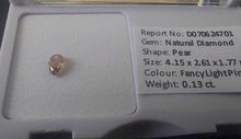 Load image into Gallery viewer, 0.13ct Fancy Light Pink Diamond Pear SI1
