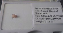 Load image into Gallery viewer, 0.13ct Fancy Light Pink Diamond Pear SI1
