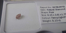 Load image into Gallery viewer, 0.13ct Fancy Light Pink Diamond Pear SI1
