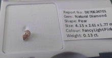 Load image into Gallery viewer, 0.13ct Fancy Light Pink Diamond Pear SI1
