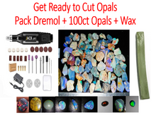 Load image into Gallery viewer, Pack 100ct Rough Opal Parcel + Dremol Tool Set + Wax Natural Start Cutting Opals Today! - Limanty
