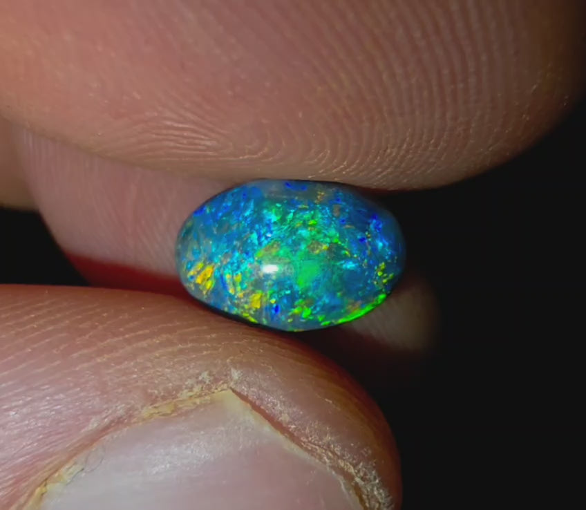 1.20ct Pure Solid Black Opal Hunter Lightning Pinfire Galaxy Pattern TOP Grade N1 B1