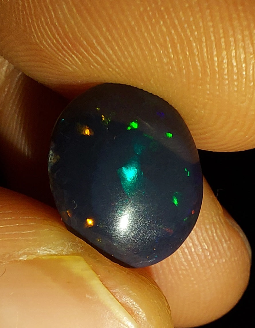 2.67ct Pure Solid Black Opal Hunter Lightning Pinfire Flashstone Galaxy Pattern