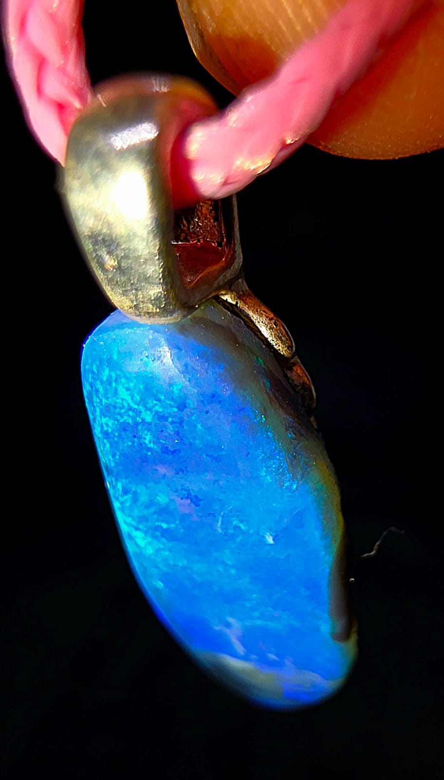 14.02ct Huge Solid Black Opal Lightning Ridge Vibrant Galaxy Polished Pendant