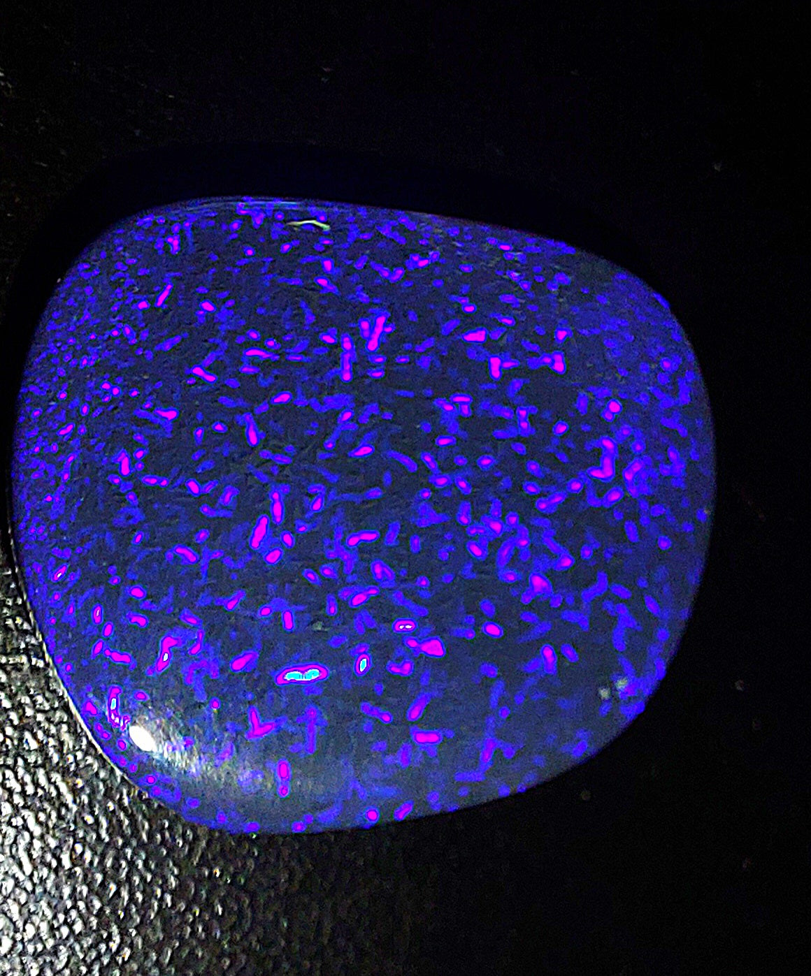 27.98ct Huge Pure Solid Black Opal Hunter Lightning Purple Spark Galaxy Pattern