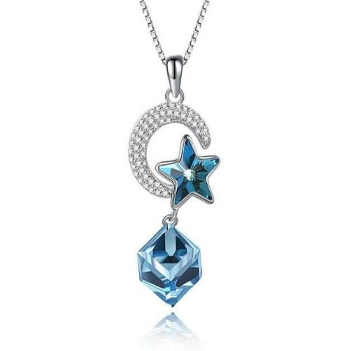 925 Sterling Silver Blue Crystal Gemstone Pendants - Limanty